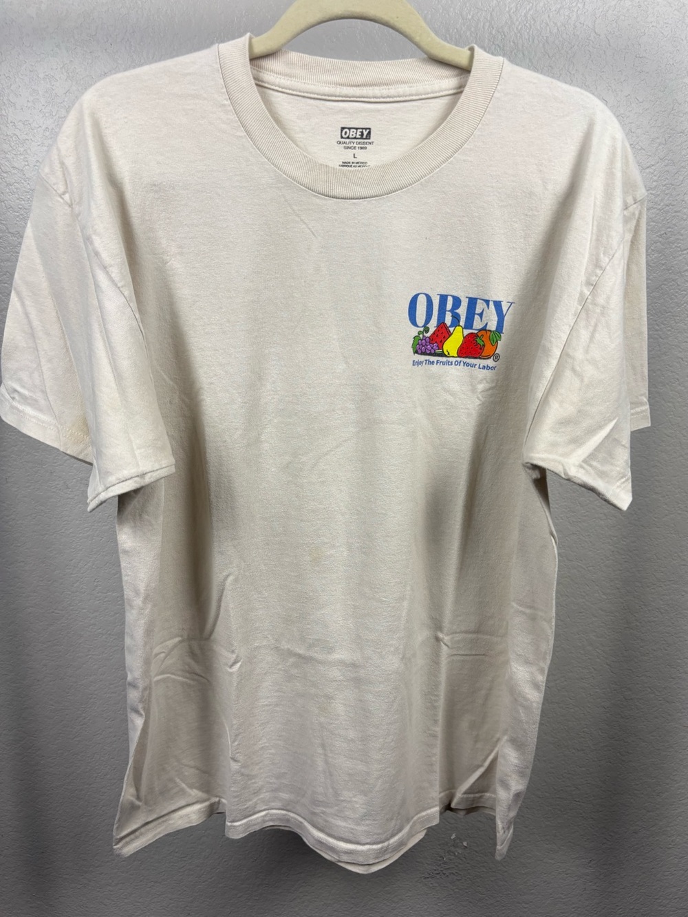 OBEY Men’s Cream Graphic Logo T-Shirt